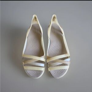 Crocs Isabella Huarache 2 Womens Size 8 Shoes Cream Tan Jelly Strappy Sandals
